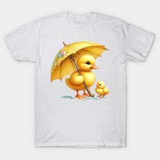 Cute Yellow Duck in the Rain T-Shirt